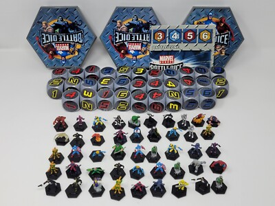 Lot of (46) Marvel Heroes (31) Battle Dice Game Mini Figures & Mats Accessories -image