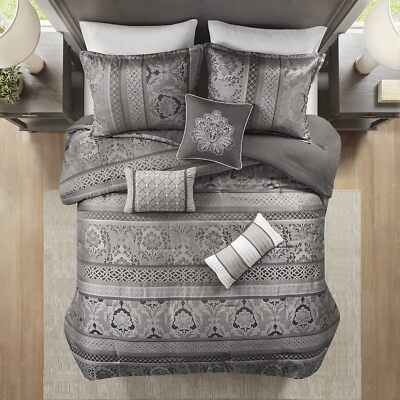Madison Park 7-Piece Cozy Comforter Set, Luxurious Damask Design, All Season-image