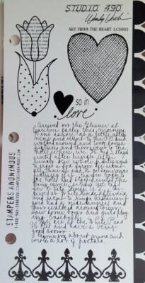 STUDIO 490 ART FROM THE HEART STAMPS UNMOUNTED LCS003 SAYING FLOWER HEART -image