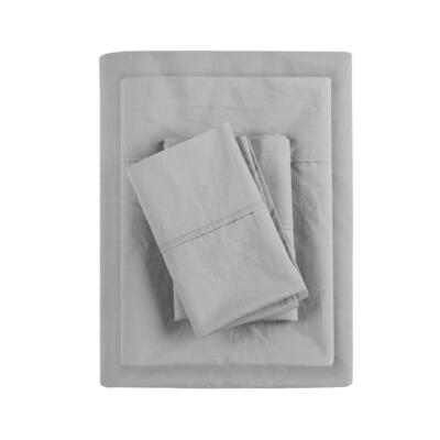 Madison Park Sheet Set King Hypoallergenic 200-Thread Count Relaxed Cotton Grey-image