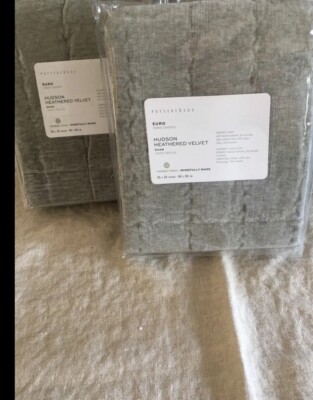 Set/2 Pottery Barn Hudson Heathered Velvet Euro Shams Gorgeous!! Gray-image