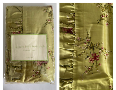Pottery Barn KATRINA Standard Pillow Sham with Ruffle Trim Green Floral NEW-image