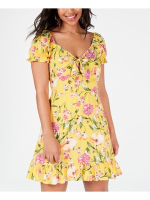 CITY STUDIO Womens Gold Short Sleeve Mini Party Fit + Flare Dress 11-image