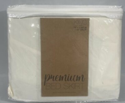 ienjoy Bed Skirt Home King Ivory Pleated Microfiber. New-image