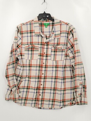 Dip Mens XXL Multicolor Long Sleeve Button Up Collared Plaid With Pockets Shirt-image