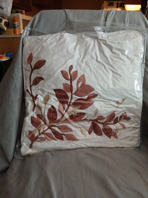 Madison Park 17×17 Decorative Embroidered  Bedding Pillows White, Printed, Gold-image