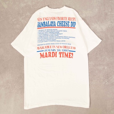 Fruit Of The Loom Vintage 90s Jambalaya Cheese Dip Graphic T-Shirt L Mens White -image