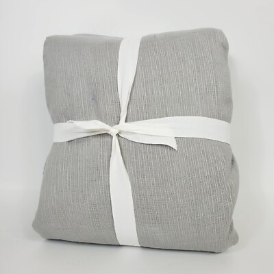 Pottery Barn European LINEN Ribbed KING Duvet Cover Light Gray - Spot-image