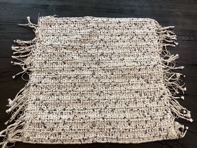 Pottery Barn Nova Pillow Cover NEW Black Neutral Fringe Boho Modern Ivory NWT-image