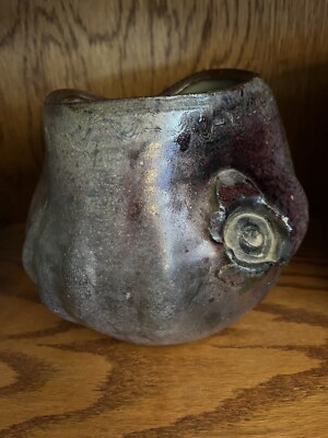 Organic Pot, Studio Pottery Raspberry very irregular form 6” Tall-image