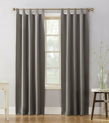 Sun Zero Energy Saving Blackout - Tab Top Gray Curtain Panel 40