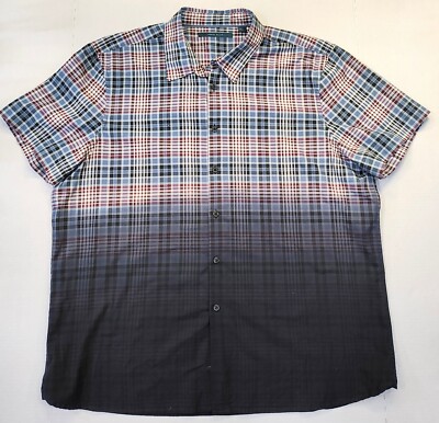 Perry Ellis Men's Dip Dye Oxford Plaid Button Up Shirt Size XXL-image