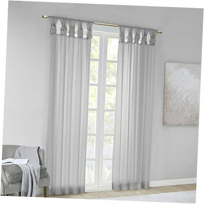  Ceres DIY Twisted Tab Sheer Curtain, Pair Panels, Lightweight Window -image