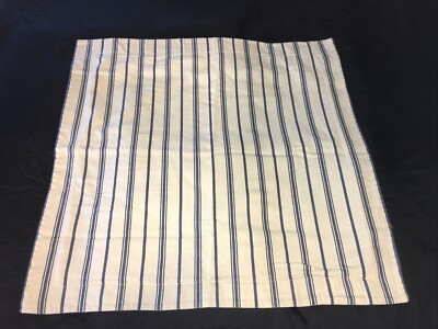Pottery Barn Blue Beige Striped Euro Sham Cotten Linen Blend Farmhouse Nautical-image