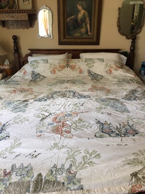 Pottery Barn Butterfly Script Reversible  King Duvet Cover-image