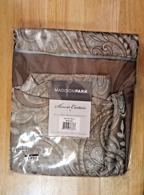 Madison Park Brown Jacquard Shower Curtain - NIP-image