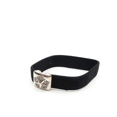King Baby Studio Black Elastic Bracelet Star Concho Fine Silver .925 Size 8