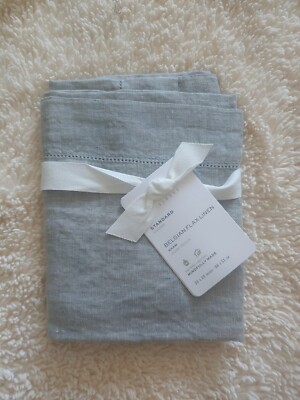 pottery barn BELGIAN FLAX LINEN 1 euro sham original $80 new flagstone-image