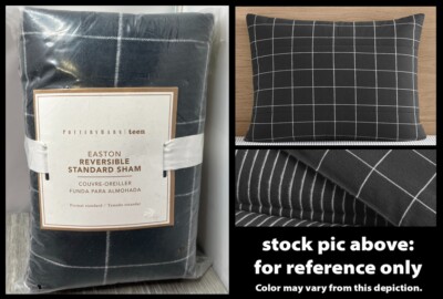 Pottery Barn Teen Easton Reversible Comforter Pillow Sham, Charcoal Standard Sz-image