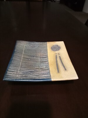 Signed Joyce E. Furney Raku Pottery Tri-footed Square Dish- 2003-image