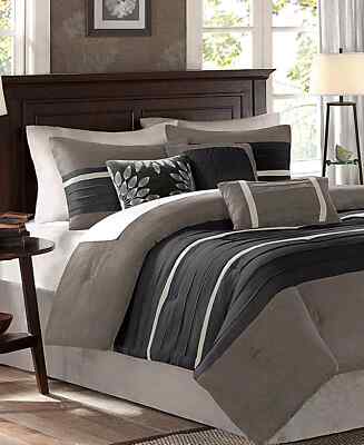 MADISON PARK Palmer Microsuede 7-Pc. Natural King Comforter Set-image