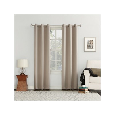 Sun Zero Nolan Energy Efficient Blackout Grommet Curtain Panel Stone 40 x 108-image