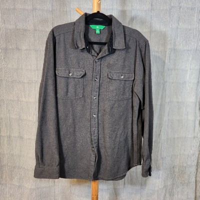 DIP Long Sleeve Dark Gray Flannel Button Up Collared Pocket Front Shirt, XL-image