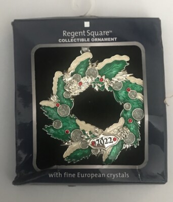 Regent Square Studio Design 2022 Wreath Collectible Ornament W/European Crystal-image
