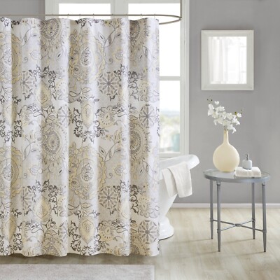 Madison Park 100% Cotton Percale Shower Curtain Bathtub Privacy Screen 72