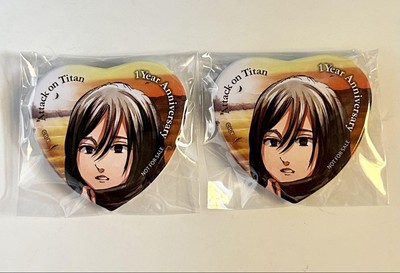 Attack on Titan Mikasa Heart-Shaped Can Badge Purchase Bonus Set --image