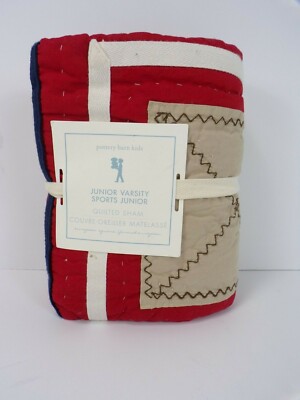 Pottery Barn Kids Stripe Junior Varsity Quilted Sham Euro Aztek #H301-image