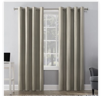 Sun Zero Duran Thermal Insulated Blackout Grommet Curtain Panel Linen 50