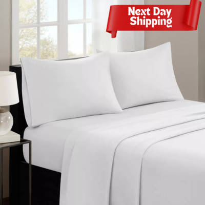 Luxurious Brushed Microfiber Deep Pocket Sheet Set Lightweight, Queen, White-image