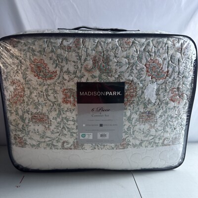 Madison Park 6 Piece Coverlet Set All Season Shams Pillows Burnt Orange-KING-image