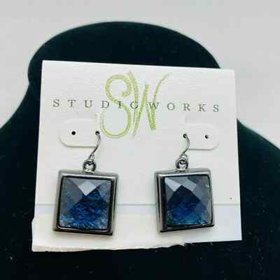Studio Works Square Shape BLUE Fashion Earrings NEW-image