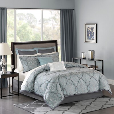 Madison Park Lavine 12 Piece Comforter Set with Cotton Bed Sheets-image