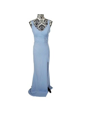 CITY STUDIO Womens Light Blue Cut Out Scalloped Full-Length Dress 13-image