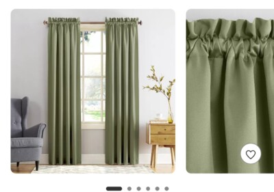 Sun Zero Grant Solid Room Darkening Pole Top Gray/Green 54 x 63