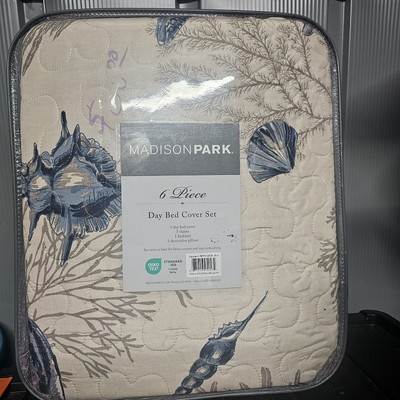 Madison Park Bayside 6 Piece Reversible Daybed Cover Set Coastal Nautical Sea -image