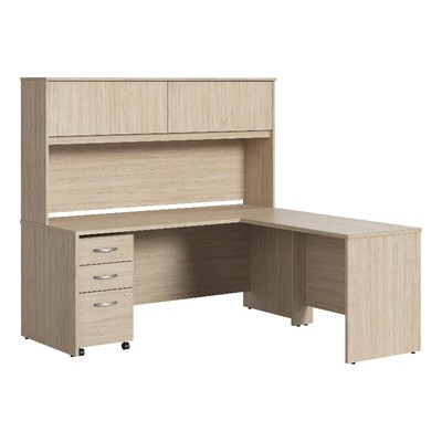 Studio C 72W L Shaped Desk with Hutch & Drawers in Natural Elm - Engineered Wood-image