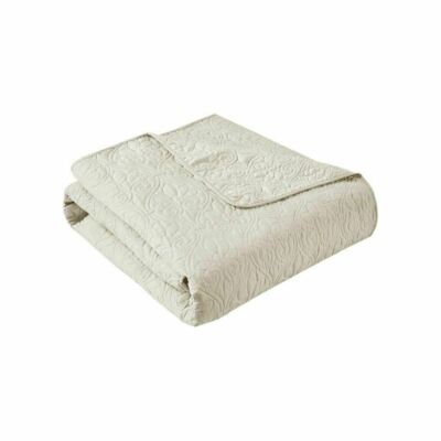 Madison Park Luxury Ivory Oversized Quilted Throw Blanket NIP-image