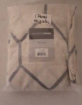 Madison Park Metallic Geo Embroidered Window Panel in Grey Finish MP40-4359-image