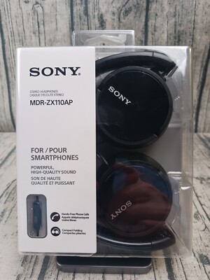 Sony MDR-ZX110AP Overhead Headphones with In-Line Control - Black - Brand New-image