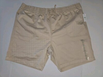 Dip Men’s Beige Khaki Shorts With drawstring Elastic Waist Size XXL-image