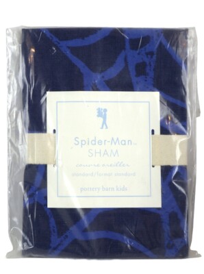 Pottery Barn Kids Spider-Man Bed Sham Standard Sized Marvel Bedding Blue New-image