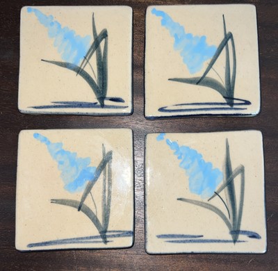 Handmade Studio Art Pottery 3 3/8”Square Coasters Set Of 4 By Labaire Pottery.-image