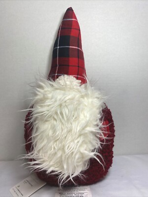 NEW Pottery Barn Festive Lars Gnome Shaped Plush Faux Fur Pillow Christmas 17