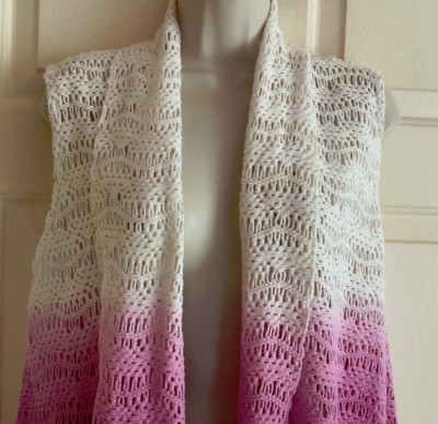Katie Todd Women Open Front Crocheted Vest Size XL White Rose Dip Dyed  NWT-$69-image