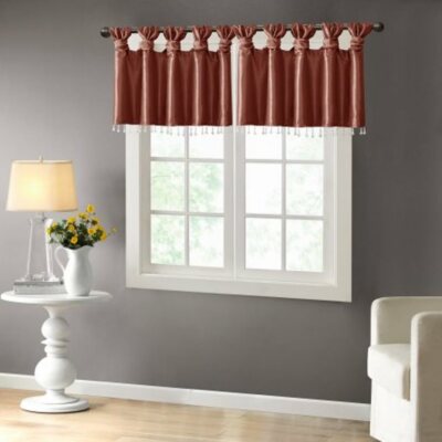 Madison Park Natalie Lightweight Faux Silk Valance with Beads - 50x26