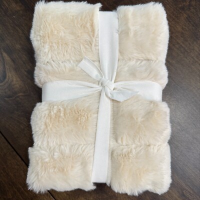 POTTERY BARN FLUFFY FUR PILLOW SHAM, EURO ~ IVORY-image